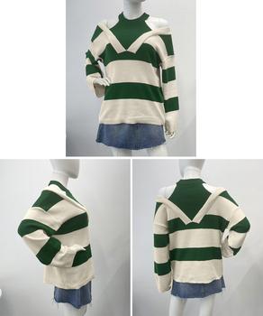 ボーダー柄ニットトップス オフショルダー 送料無料 即日発送-4