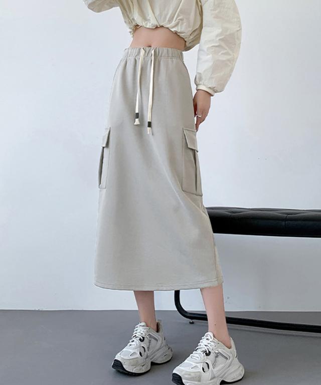 ワークスカート ハイウエスト 秋冬 送料無料 即日発送-4