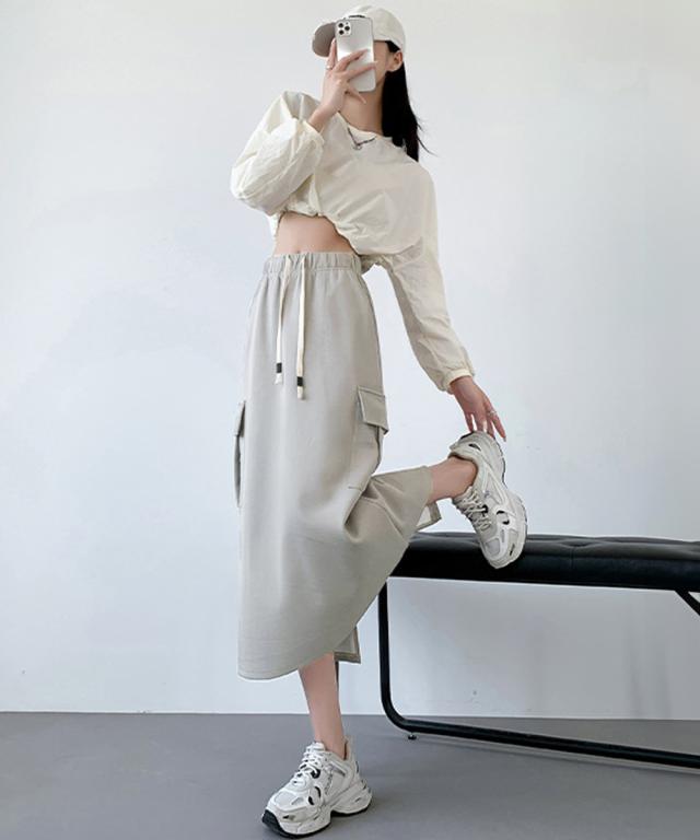 ワークスカート ハイウエスト 秋冬 送料無料 即日発送-5