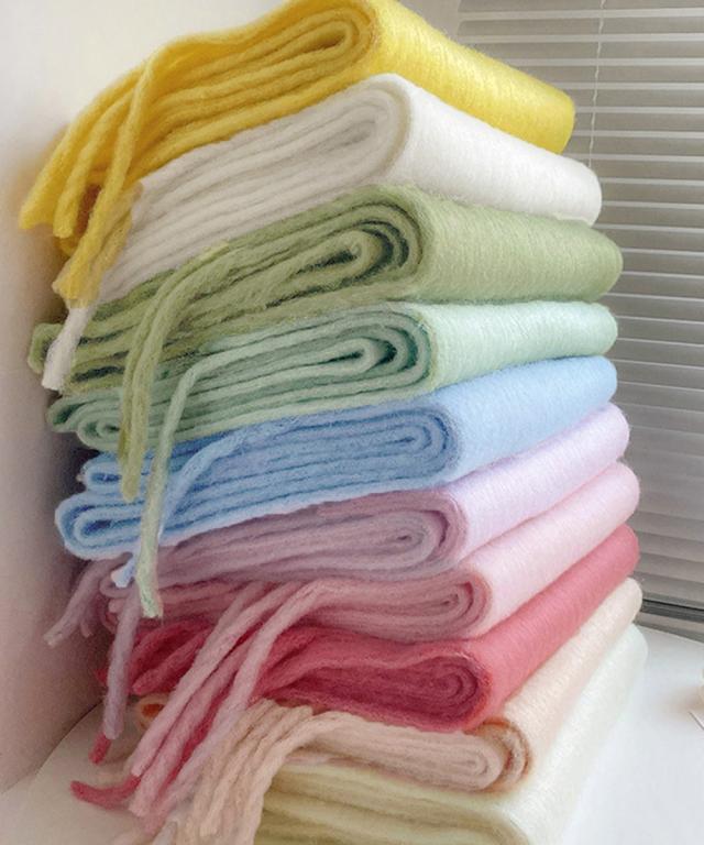 ボリューム ワイドマフラーフリンジ 無地 送料無料 即日発送-2