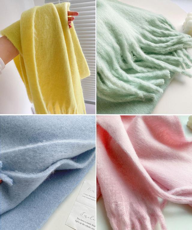 ボリューム ワイドマフラーフリンジ 無地 送料無料 即日発送-3