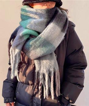 カシミヤ風マフラーチェック柄 大判 厚手 送料無料 即日発送-2