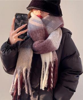 カシミヤ風マフラーチェック柄 大判 厚手 送料無料 即日発送-3