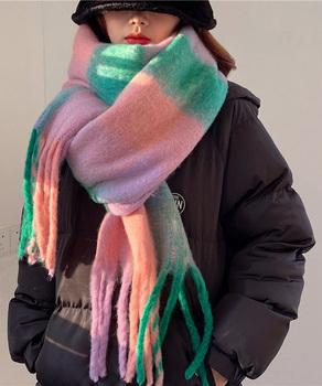 カシミヤ風マフラーチェック柄 大判 厚手 送料無料 即日発送-7