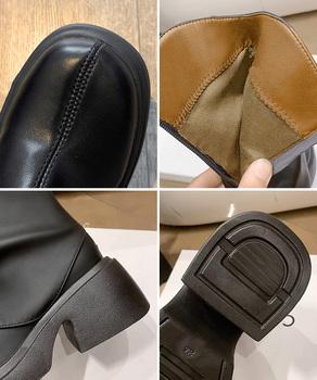 厚底ショートブーツ 太ヒール 秋冬靴 送料無料 即日発送-3