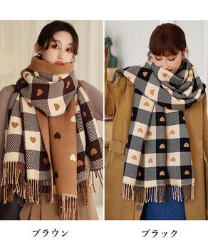 チェック柄 マフラー 大判ストール 厚手 送料無料 即日発送-1