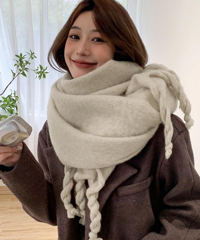 ボリュームマフラー大判 ツイストフリンジ 送料無料 即日発送-6