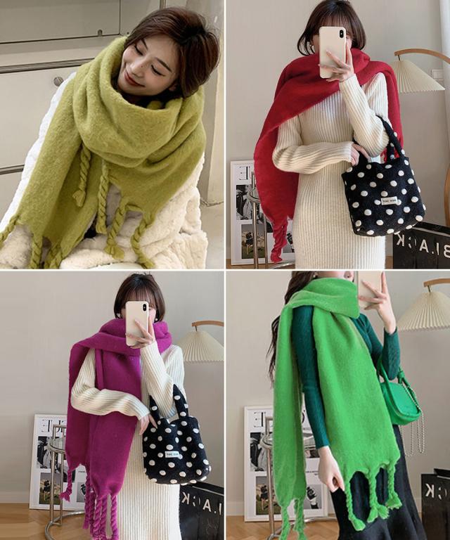 ボリュームマフラー大判 ツイストフリンジ 送料無料 即日発送-7