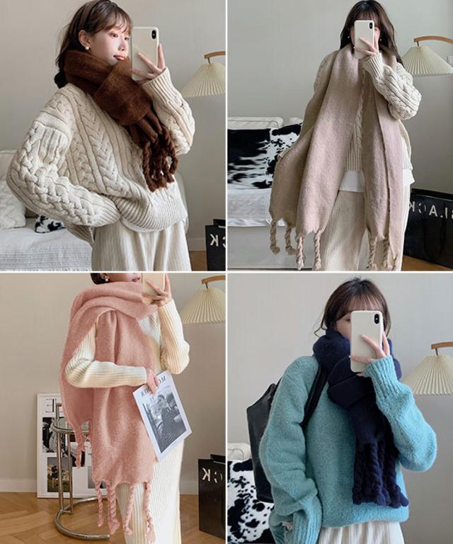 ボリュームマフラー大判 ツイストフリンジ 送料無料 即日発送-8