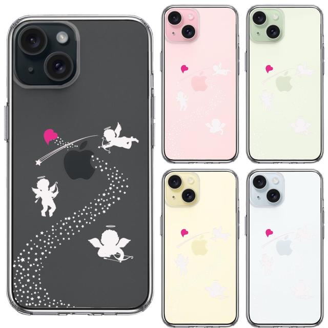 iPhone15Plus ケース クリア 天の川 ハート エンジェル スマホケース 側面ソフト 背面ハード ハイブリッド  送料無料-1
