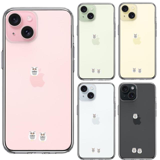 iPhone15Plus ケース クリア ふくろう 三羽 スマホケース 側面ソフト 背面ハード ハイブリッド  送料無料-1