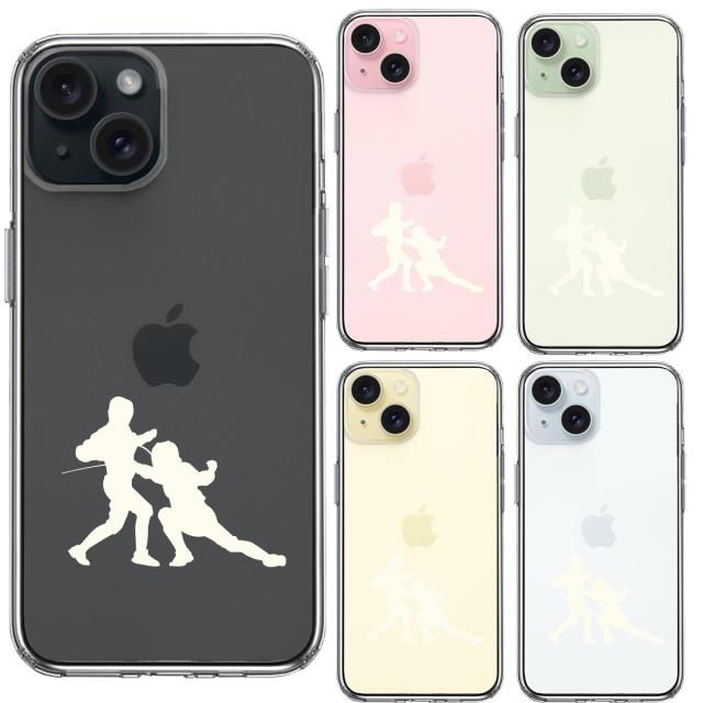 iPhone15Plus ケース クリア フェンシング ホワイト スマホケース 側面ソフト 背面ハード ハイブリッド  送料無料-1