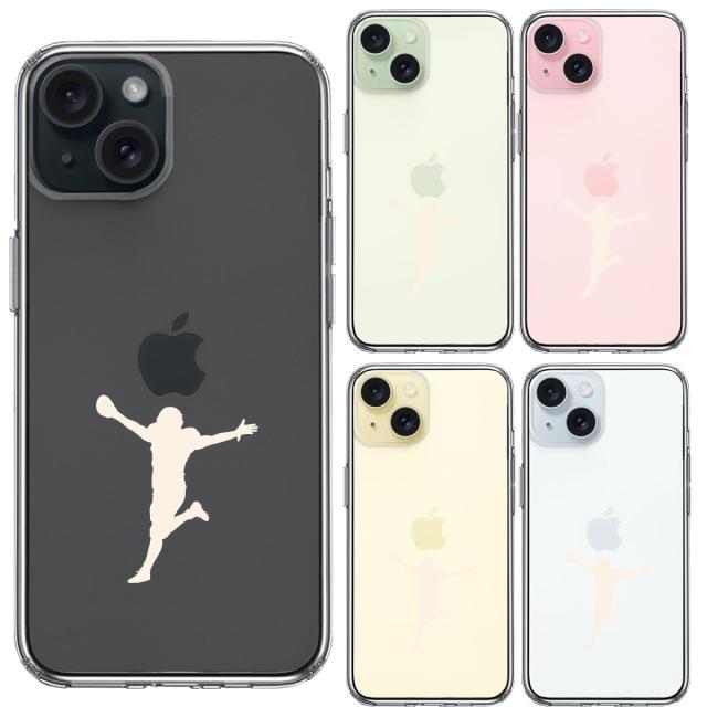 iPhone15Plus ケース クリア タッチダウン 歓喜 ホワイト スマホケース 側面ソフト 背面ハード ハイブリッド  送料無料-1