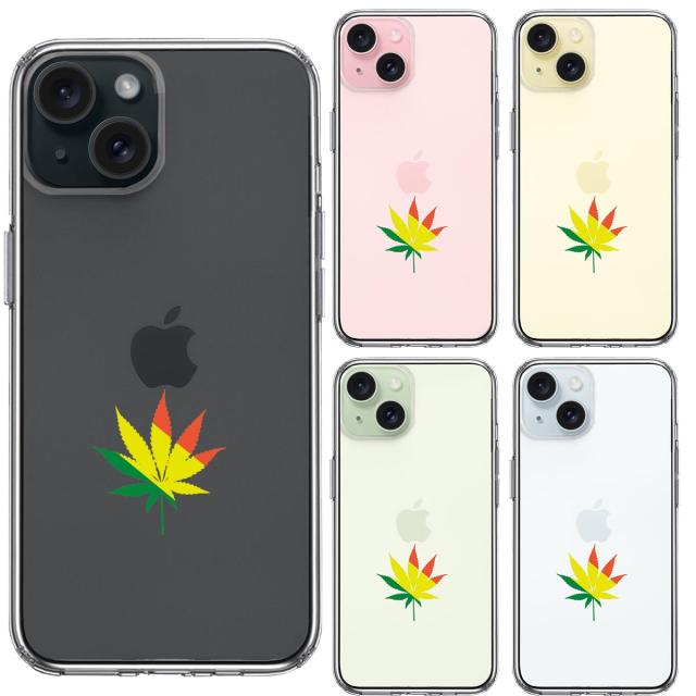 iPhone15 ケース クリア ガンジャ 平和 マーク スマホケース 側面ソフト 背面ハード ハイブリッド  送料無料-1