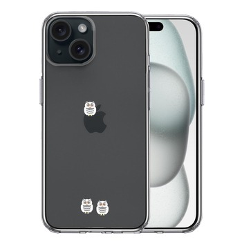 iPhone15 ケース クリア ふくろう 三羽 スマホケース 側面ソフト 背面ハード ハイブリッド  送料無料-0