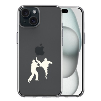 iPhone15 ケース クリア 空手2 ホワイト スマホケース 側面ソフト 背面ハード ハイブリッド 送料無料-0