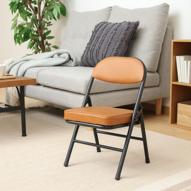 折リたたみチェア ロータイプPU 6脚セット 送料無料-2