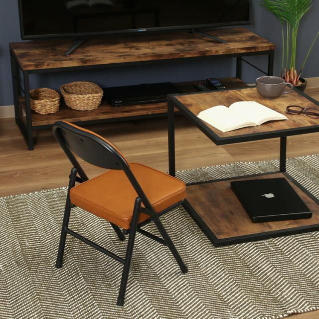 折リたたみチェア ロータイプPU 6脚セット 送料無料-3