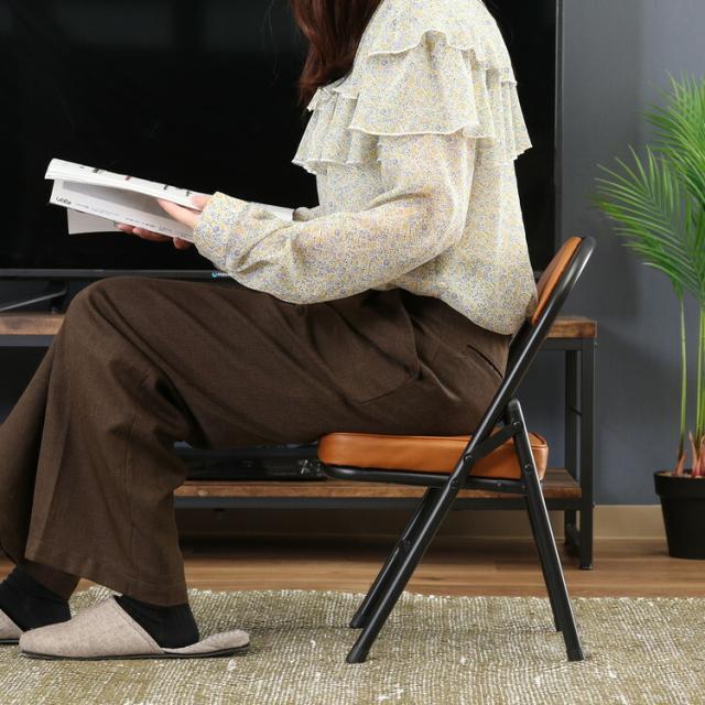 折リたたみチェア ロータイプPU 6脚セット 送料無料-7