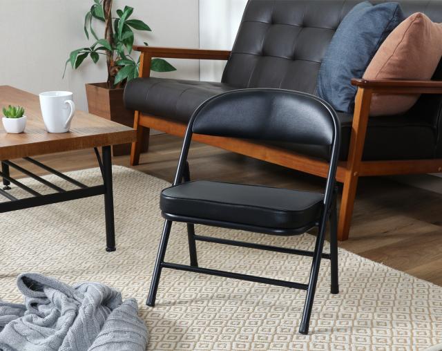 折リたたみチェア ロータイプワイドPU 4脚セット 送料無料-10