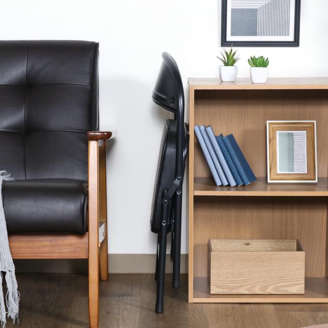 折リたたみチェア ロータイプワイドPU 4脚セット 送料無料-14