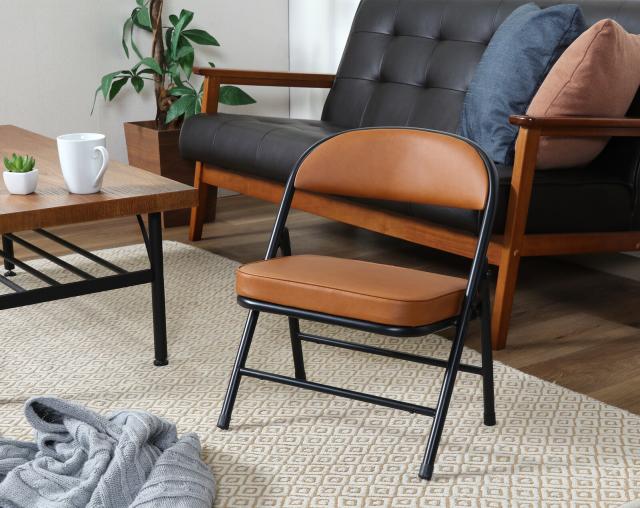 折リたたみチェア ロータイプワイドPU 4脚セット 送料無料-2