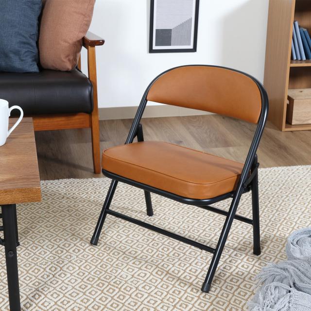 折リたたみチェア ロータイプワイドPU 4脚セット 送料無料-3