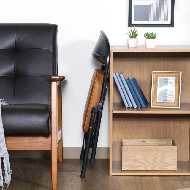 折リたたみチェア ロータイプワイドPU 4脚セット 送料無料-6