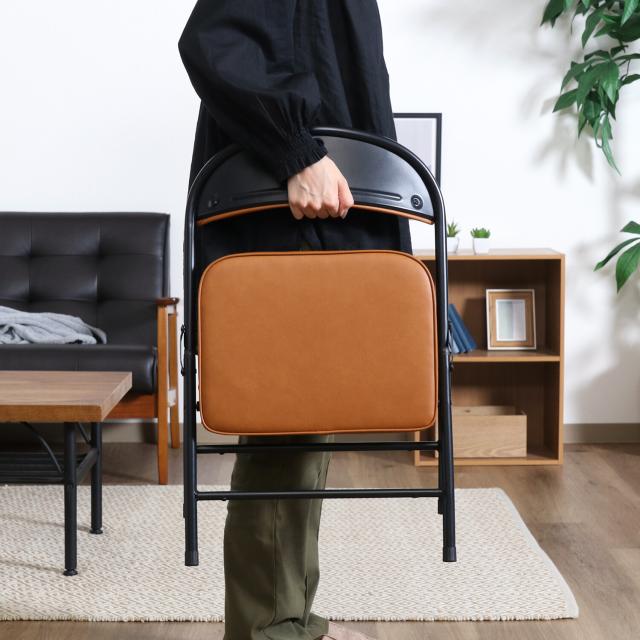 折リたたみチェア ロータイプワイドPU 4脚セット 送料無料-7