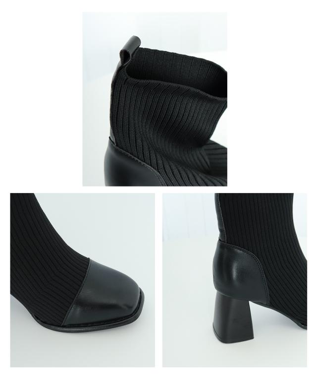 ソックス風ブーツ レディース 太ヒール 送料無料 即日発送-9