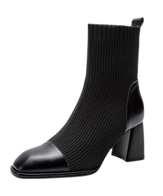 ソックス風ブーツ レディース 太ヒール 送料無料 即日発送-1