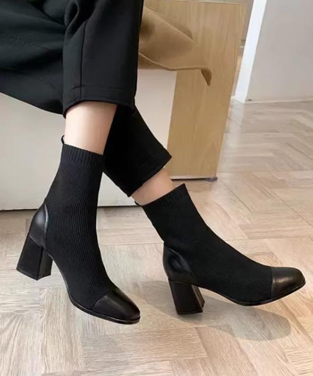 ソックス風ブーツ レディース 太ヒール 送料無料 即日発送-3