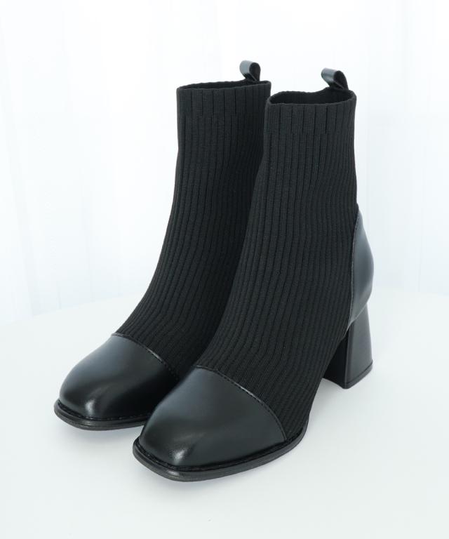 ソックス風ブーツ レディース 太ヒール 送料無料 即日発送-7