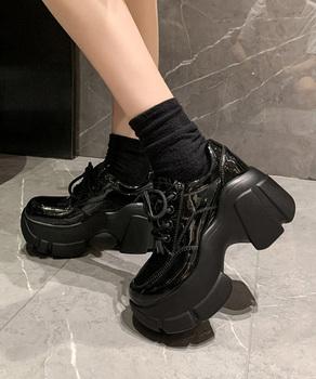 厚底ローファー レースアップシューズ 送料無料 即日発送-5