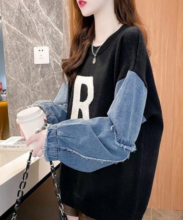 ドッキングニット デニムシャツ 切り替え 送料無料 即日発送-4