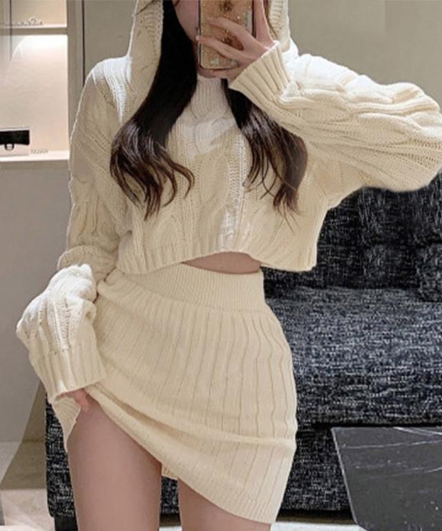 ニット ケーブルニットセットアップ 送料無料 即日発送-5