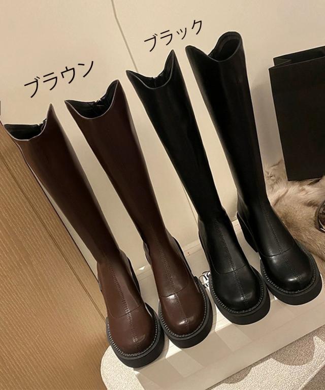 ロングブーツ 厚底 ジョッキーブーツ 送料無料 即日発送-1