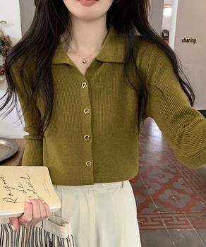 秋冬ニットトップス レディースニットポロ 送料無料 即日発送-6