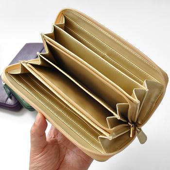 長財布 MOMO 牛革型押しラウンドファスナー長財布 AN 3169 3色展開 背面ポケット付きレディース長財布 送料無料-2