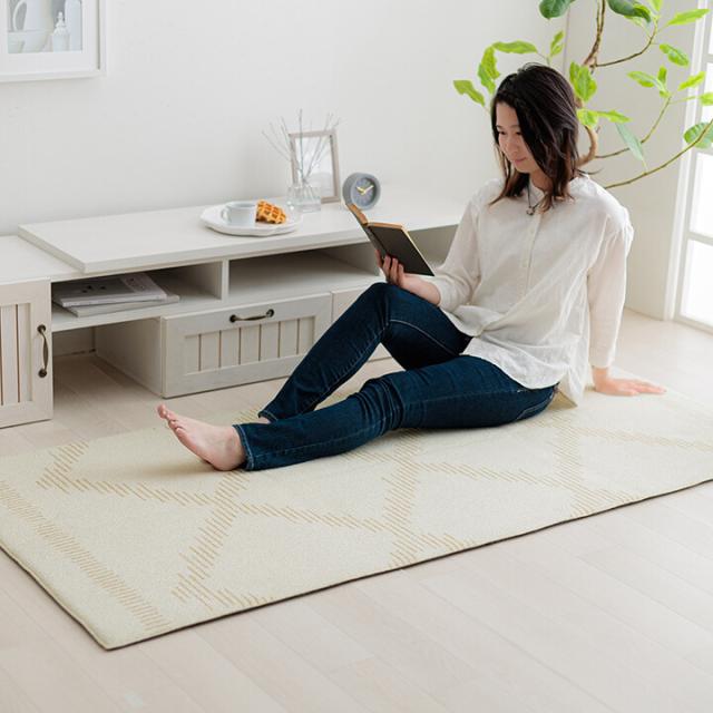 ラグ カーペット 約90×185cm ベニワレン柄 シンプル 撥水 手洗い ボリュームラグ ホットカーペット対応 ミエル 送料無料-12