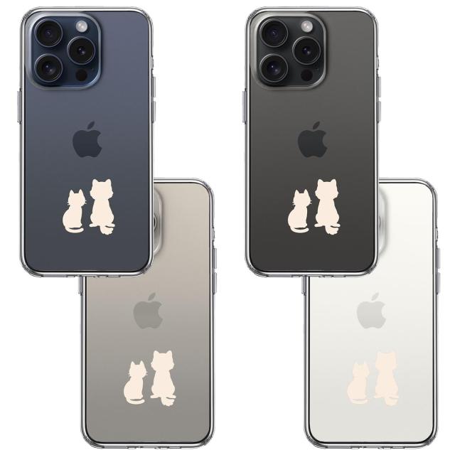 iPhone15Pro ケース クリア わんこ にゃんこ お月見 ホワイト スマホケース 側面ソフト 背面ハード ハイブリッド 送料無料-1