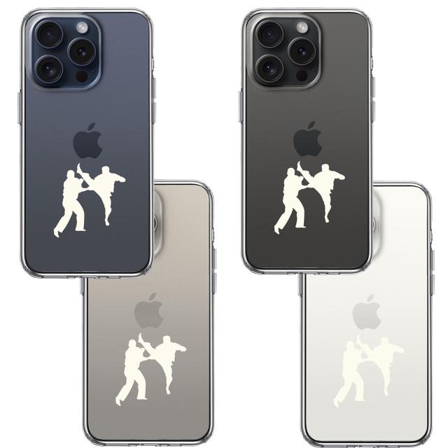 iPhone15Pro ケース クリア 空手２ ホワイト スマホケース 側面ソフト 背面ハード ハイブリッド  送料無料-1