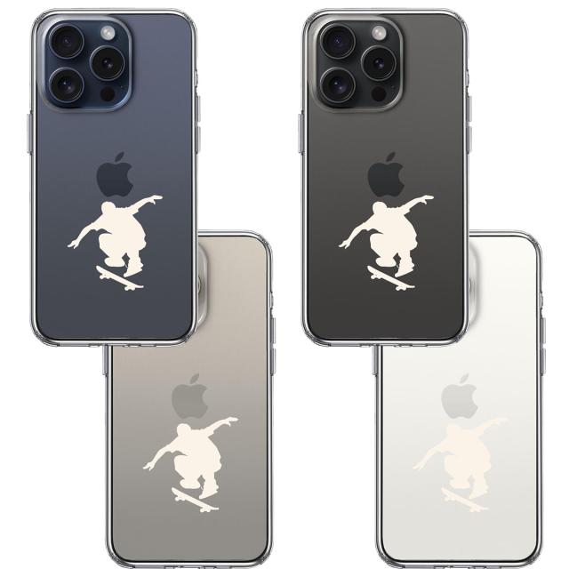 iPhone15Pro ケース クリア スケートボード ホワイト スマホケース 側面ソフト 背面ハード ハイブリッド 送料無料-1