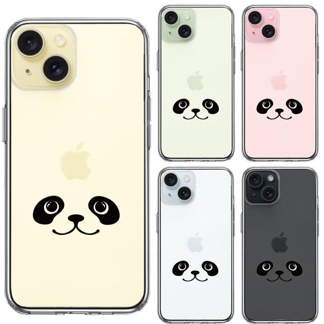 iPhone15Plus ケース クリア パンダ 顔 スマホケース 側面ソフト 背面ハード ハイブリッド 送料無料-1