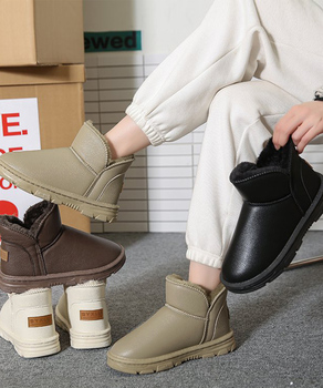 ムートンブーツ PUレザー 裏起毛ブーツ 送料無料 即日発送-0