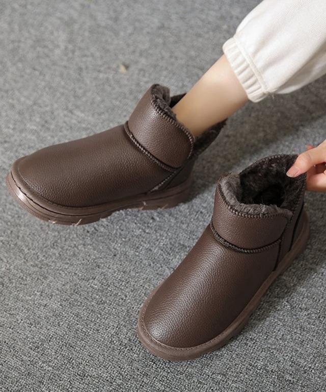 ムートンブーツ PUレザー 裏起毛ブーツ 送料無料 即日発送-9