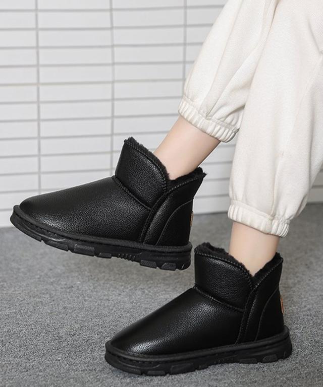 ムートンブーツ PUレザー 裏起毛ブーツ 送料無料 即日発送-3