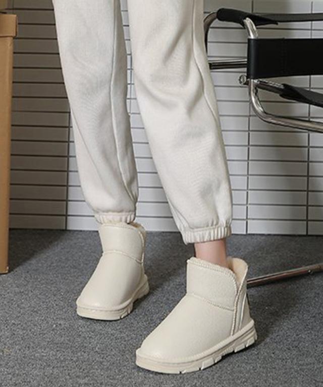 ムートンブーツ PUレザー 裏起毛ブーツ 送料無料 即日発送-8