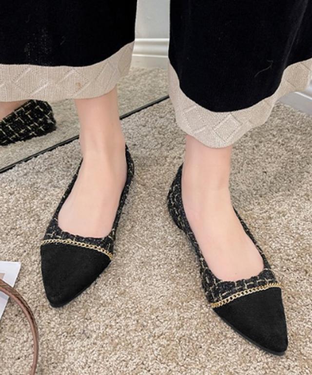 スエードパンプス ツイード風パンプス 送料無料 即日発送-4