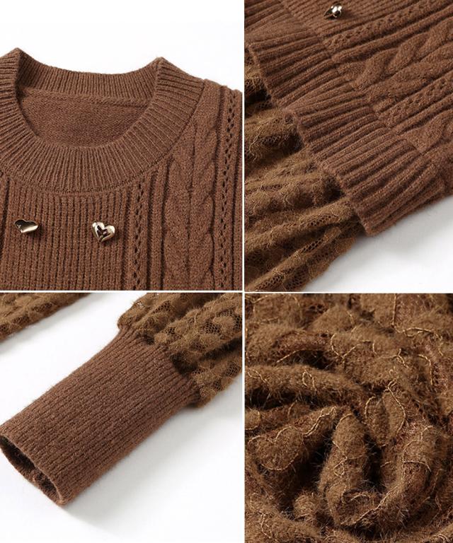 ニットワンピース ランタンスリーブ 上品 送料無料 即日発送-3